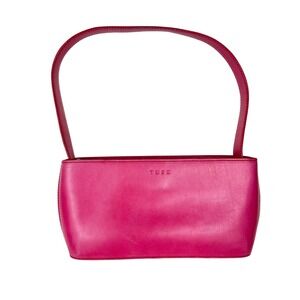 Tusk Pink Leather Shoulder Bag Small Rectangular Baguette Style, Italian leather